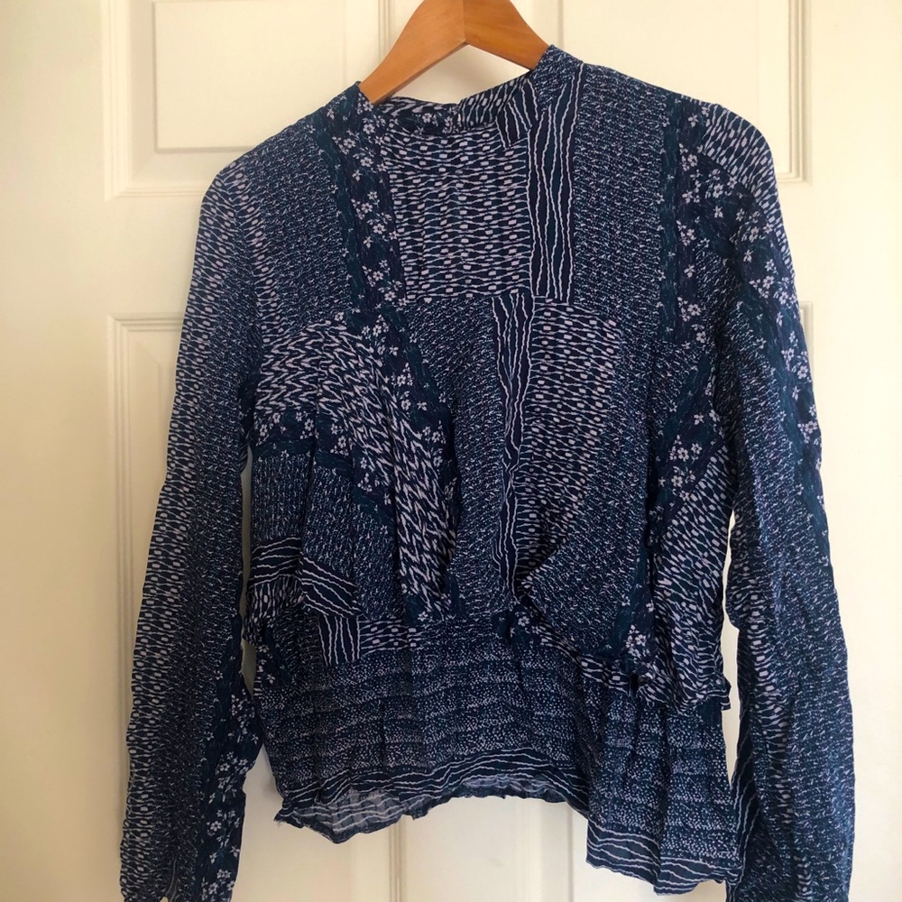 🦋 Boho Mock Neck Patterned Blouse